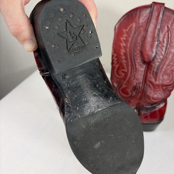 LOS ALTOS MEN BURGUNDY GENUINE EEL WESTERN COWBOY BOOT Size 8.5 (EE+) - Picture 6 of 13